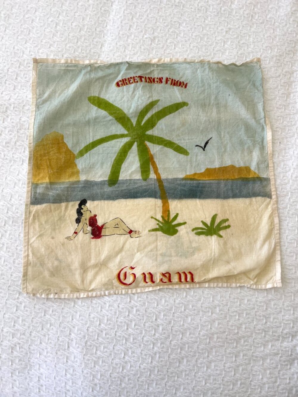 Vintage Guam - Handkerchief - Small Scarf - Bathing Beauty